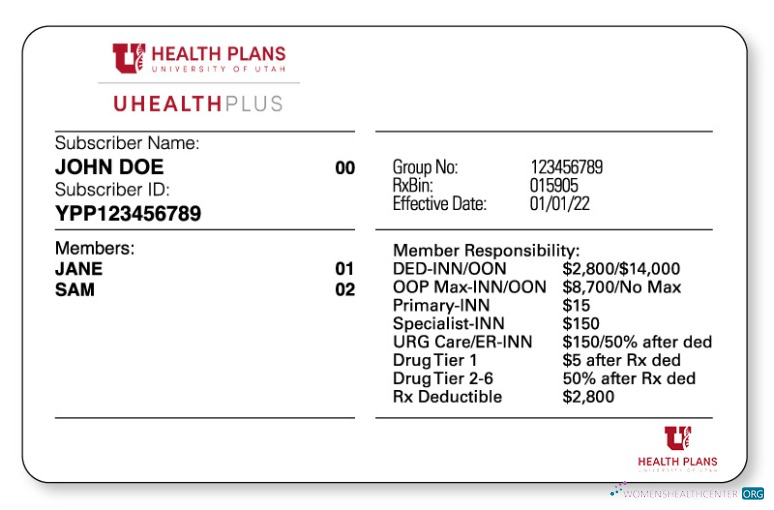Download Utah health insurance card Photoshop template